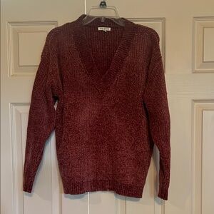 Rich Maroon V-Neck Sweater by Zara